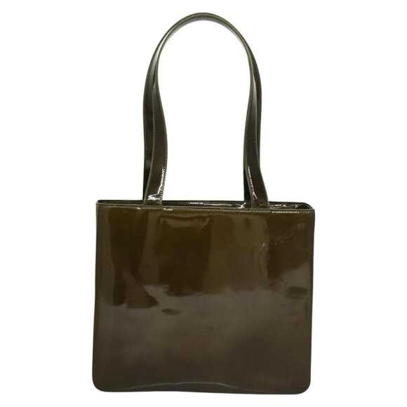 CHANEL Hand Bag Enamel Khaki CC Auth - Picture 10 of 15